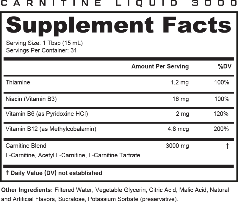 Carnitine Liquid 3000: Energy Ignite Formula