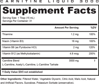 Carnitine Liquid 3000: Energy Ignite Formula